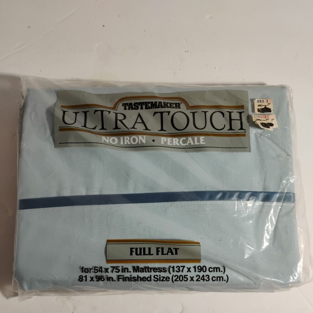 Tastemaker Ultra Touch No Iron Full Fitted Sheet  Blue 54 X 75 JP Stevens 1980